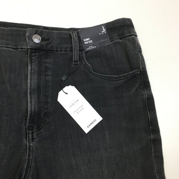 NWT EXPRESS Flexx Dark Gray High Rise Ultra Hyper Stretch Skinny Jeans 3 Sizes - Picture 9 of 13